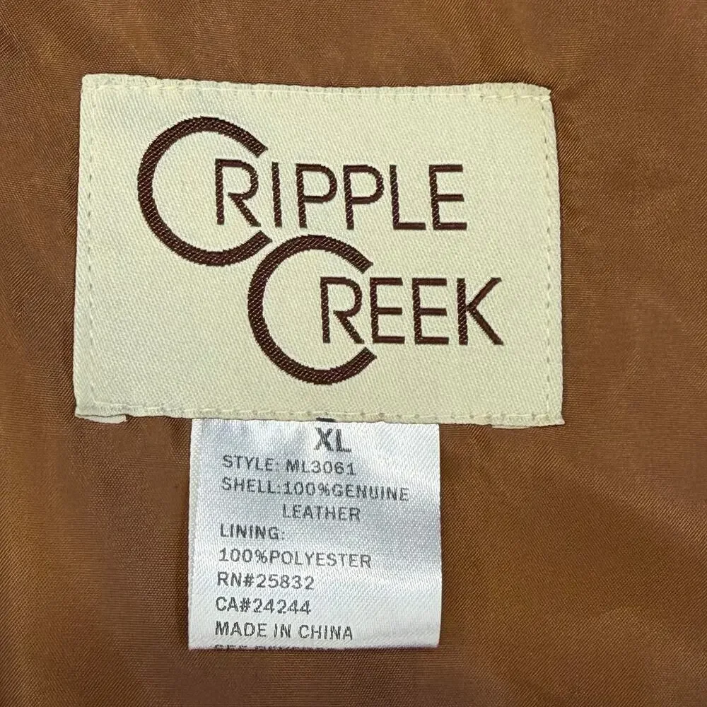 Cripple Creek Mens XL Suede Leather Vest Brown Western Cowboy Style